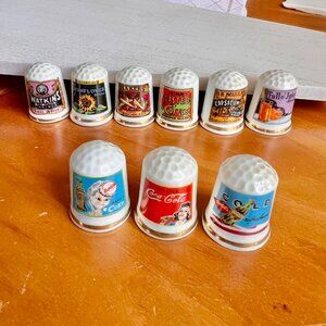 Vintage Promotional Thimbles, Vintage, Promotional Items, Sewing Supplies